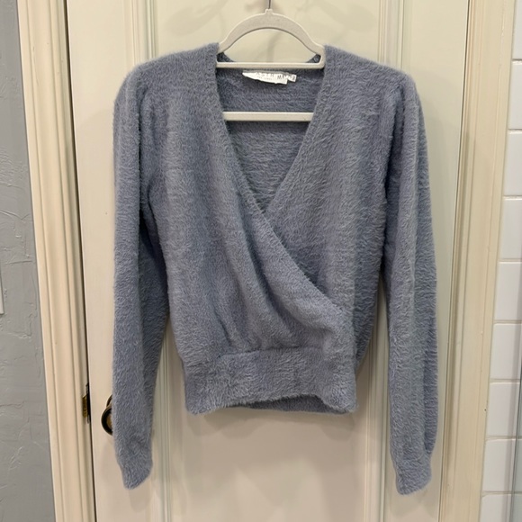 ASTR Sheresa Wrap Sweater Soft Blue - Picture 4 of 9